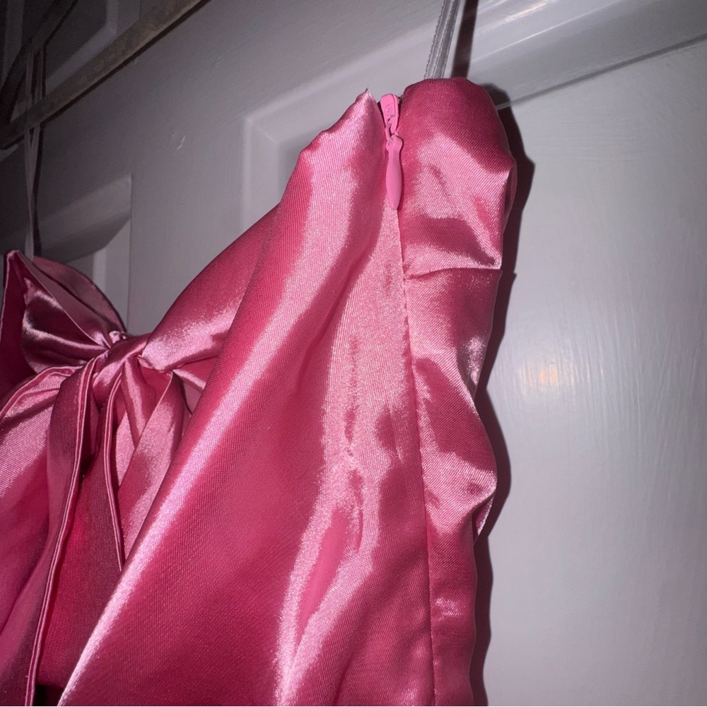 Princess Polly satin pink Shaya Strapless Maxi Dress tie bow back 4 NWT - Picture 9 of 15